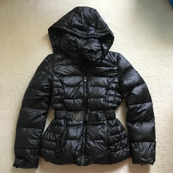 Guess Down Puffer Belt Jacket Hood - Picture 1 of 4